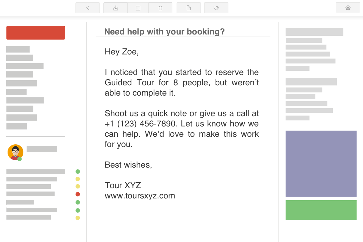 Abandoned Booking Email Example 2