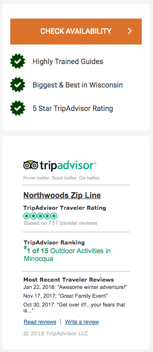 Northwoods Zip Line TripAdvisor Widget 1