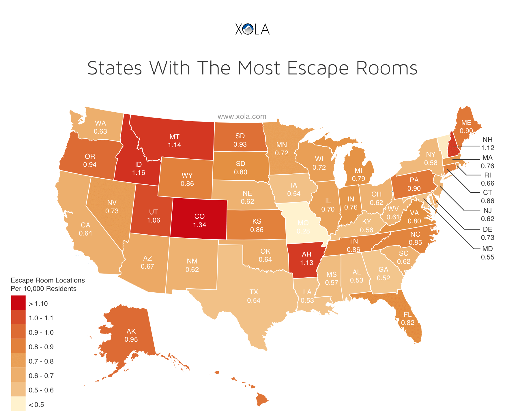 States With The Most Escape Rooms