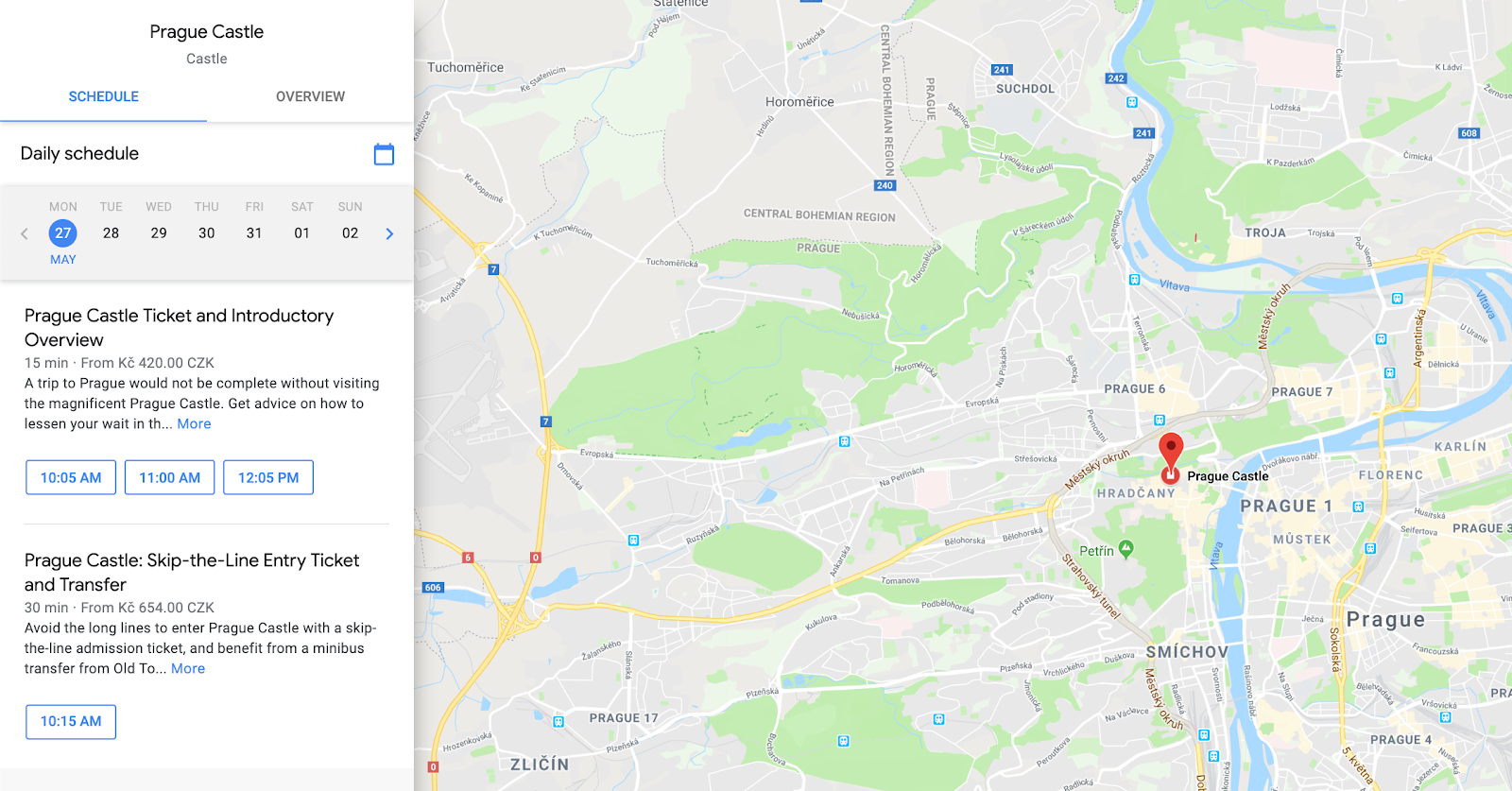 Reserve with Google on Google Maps example
