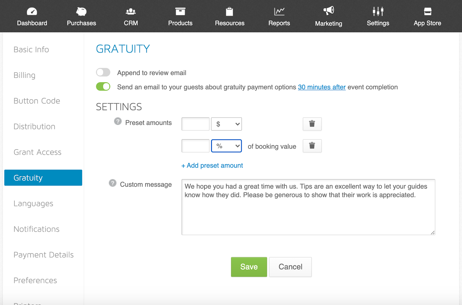 How to set up gratuities in Xola