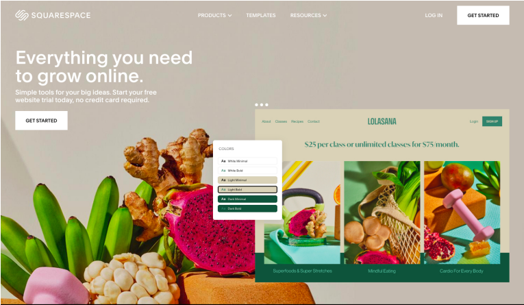 Squarespace landing page