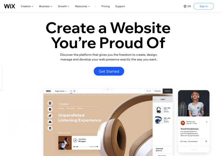 Wix landing page