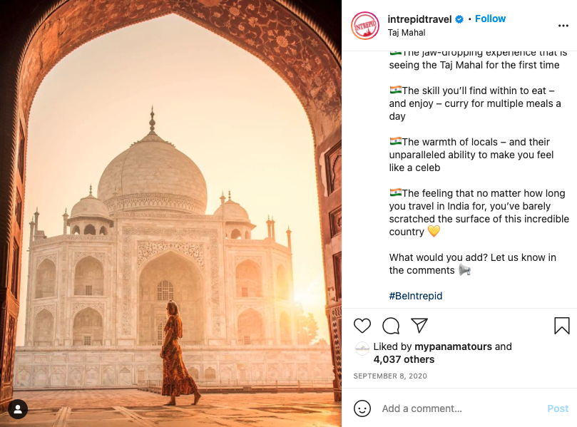 intrepid travel instagram post