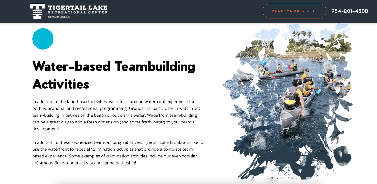 Tigertail Lake Recreation Center landing page