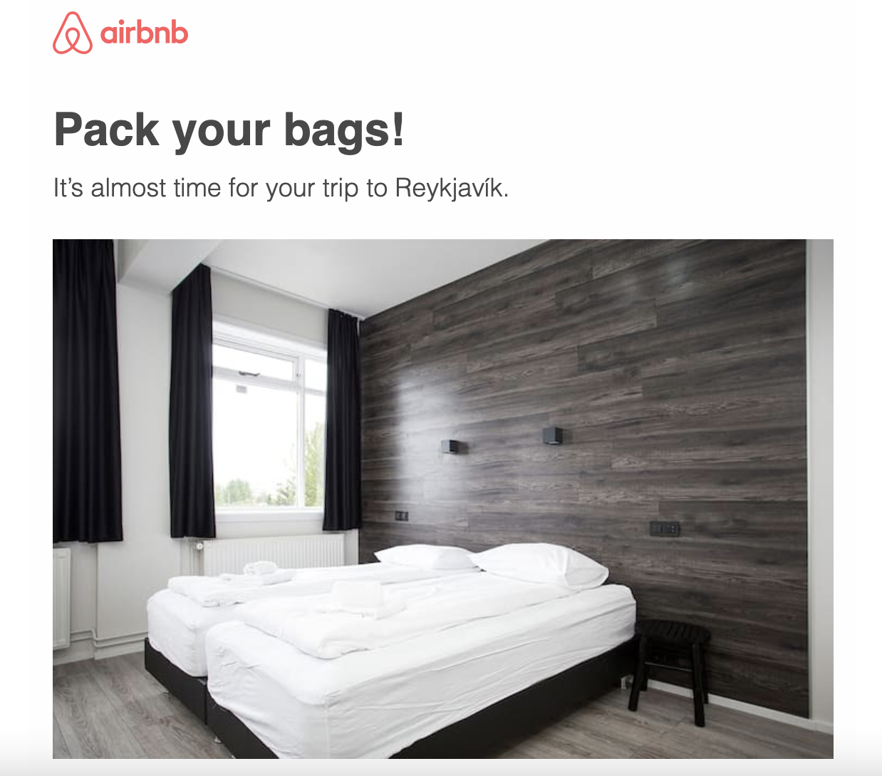 Airbnb order confirmation email