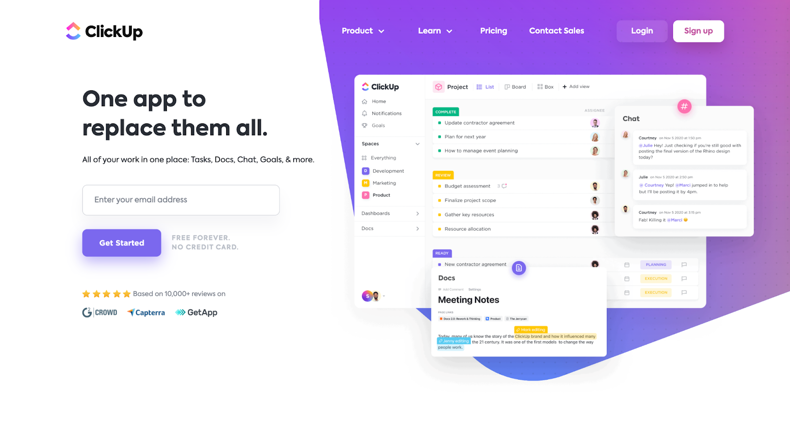 Clickup landing page