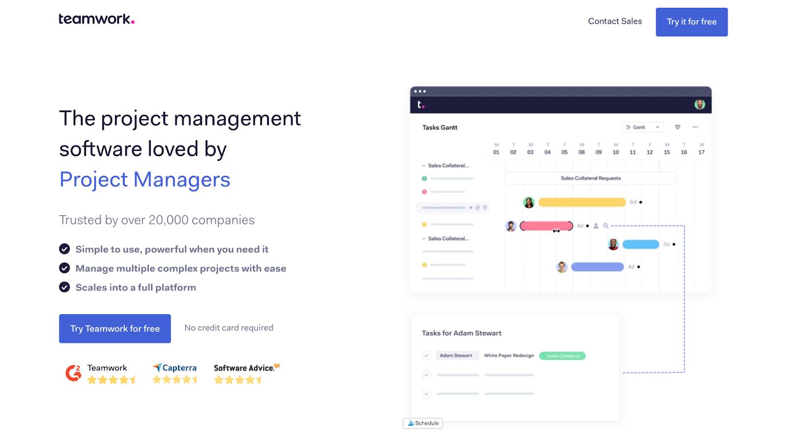 Teamwork landing page