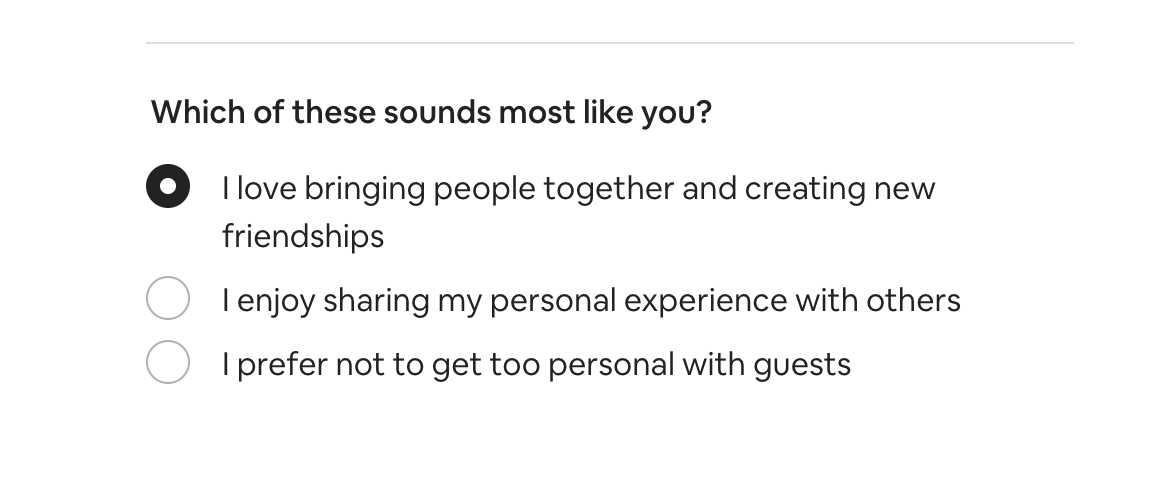 Experience airbnb questions