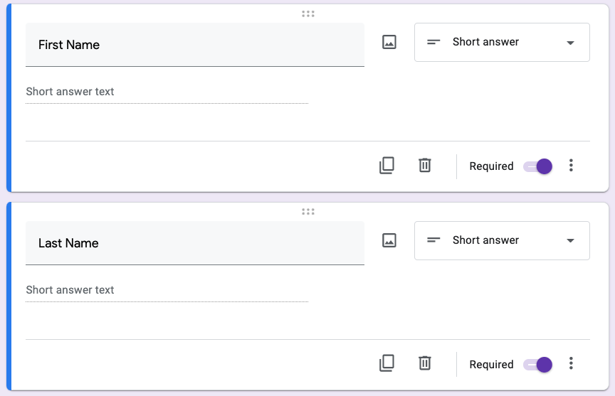 Booking example on google forms