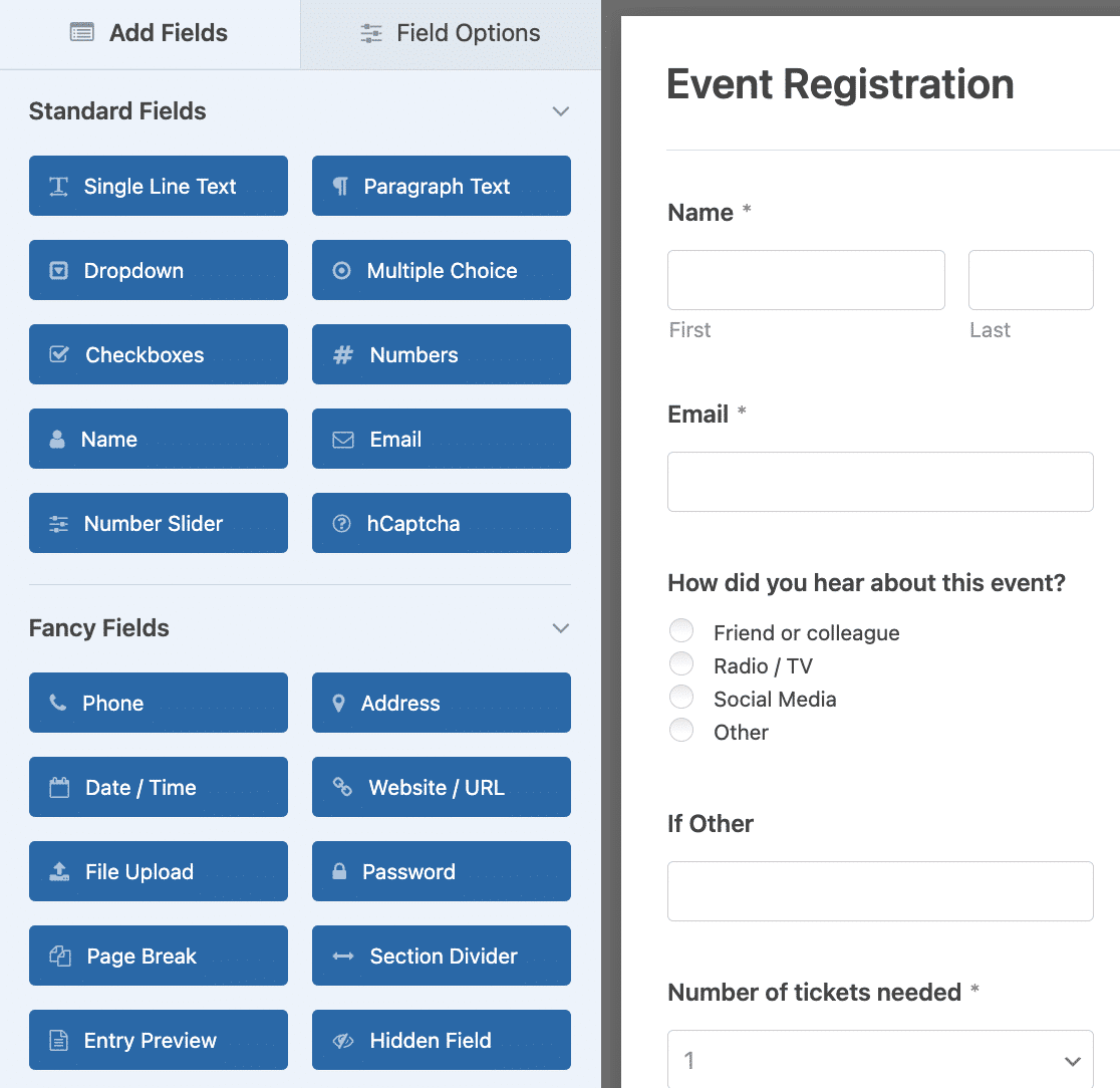 Customize event registration