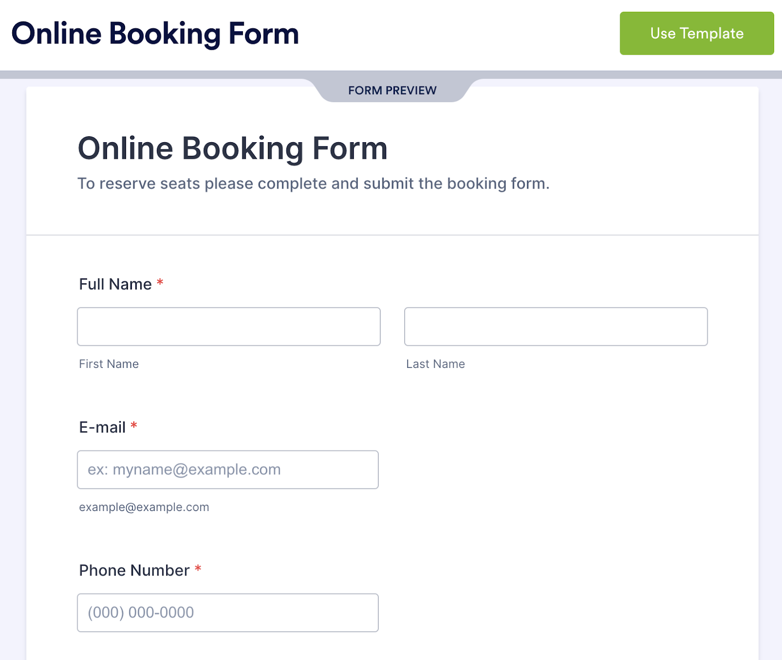 Jotform online booking form