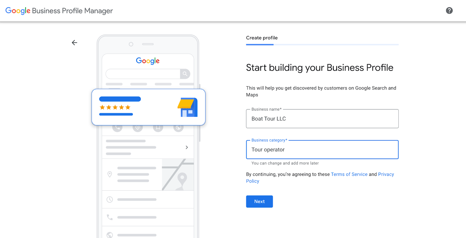 Business profile Google 