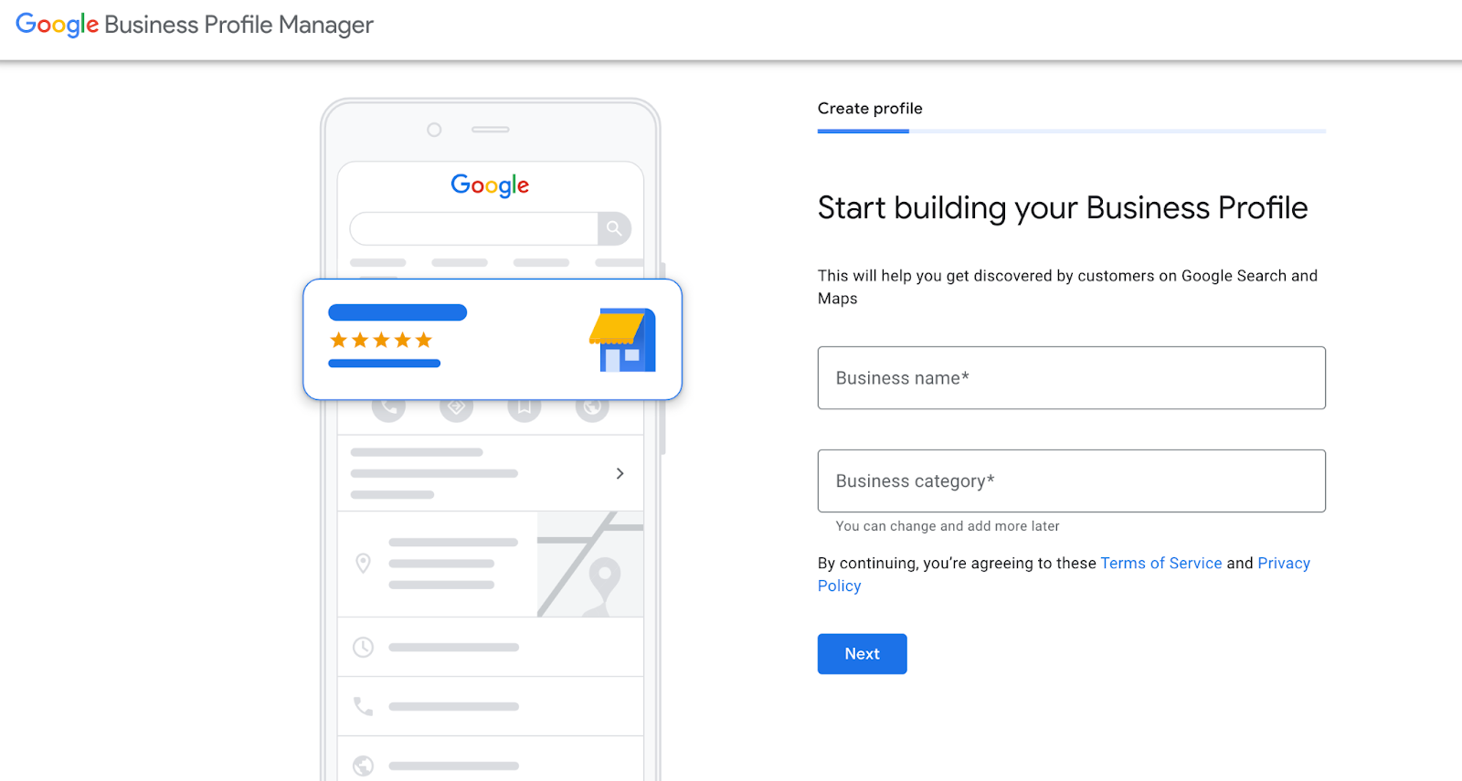 Business profile google example