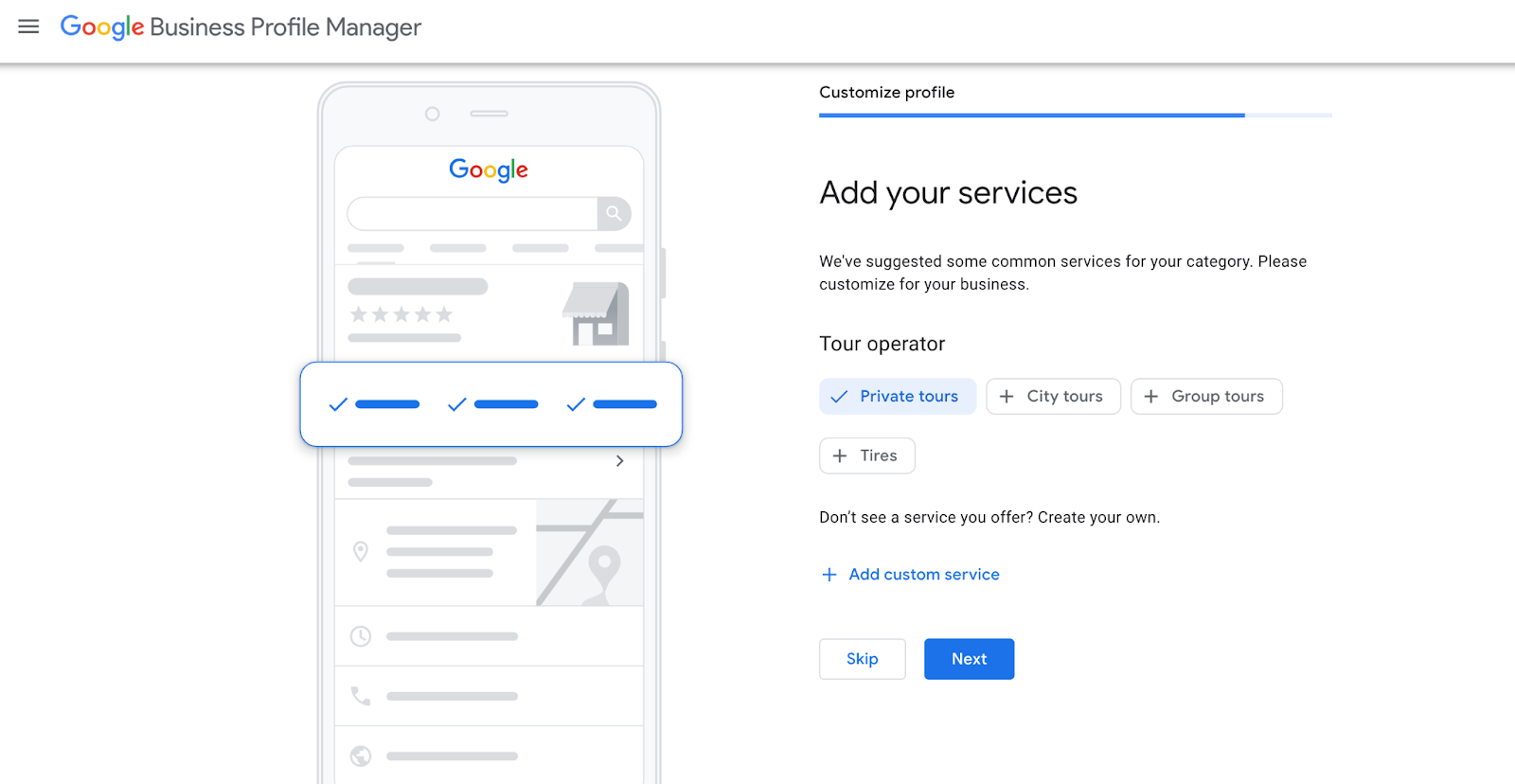 Add your services google