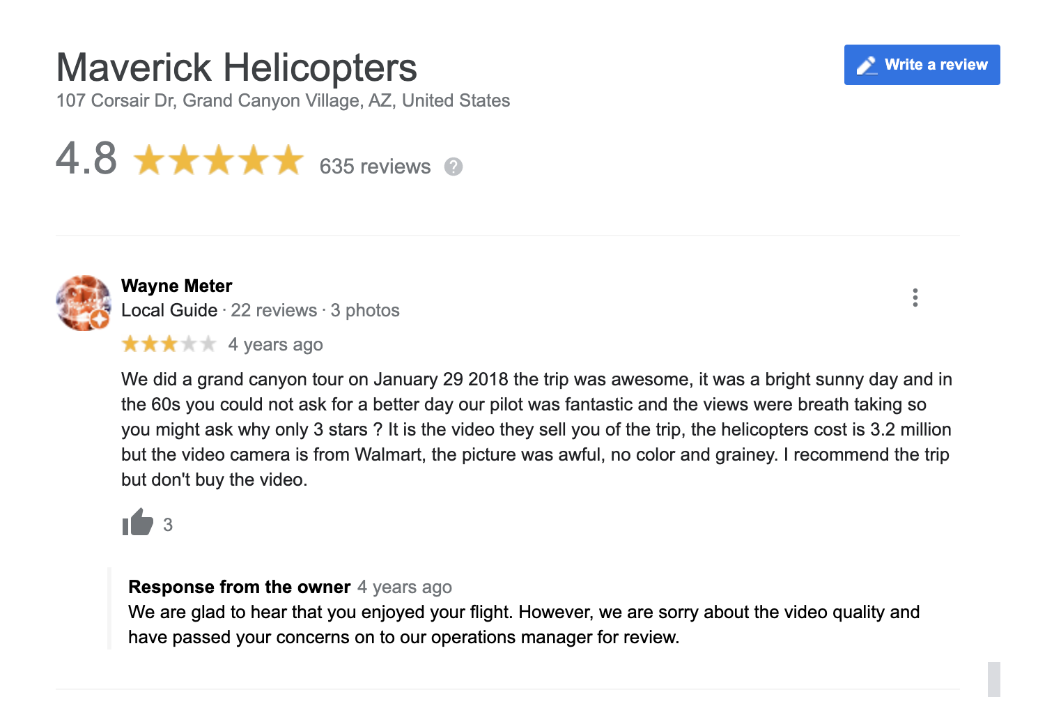 Customer review response amicably on Google