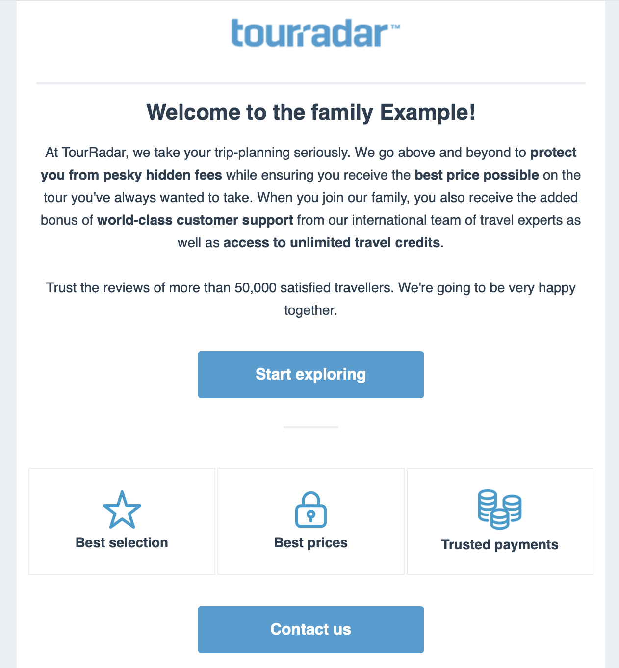 Tour radar example subscriber