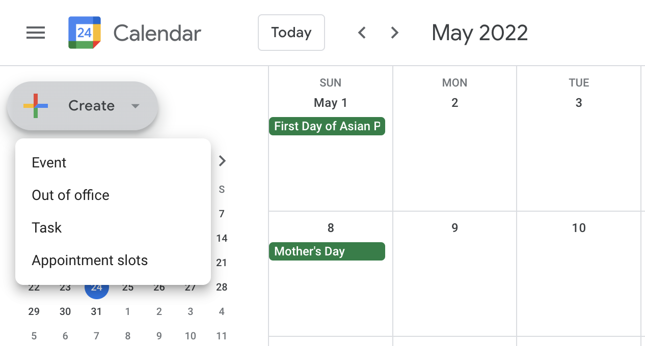 booking calendar in Google Calendar
