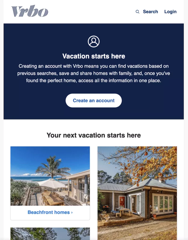 Vrbo vacation example