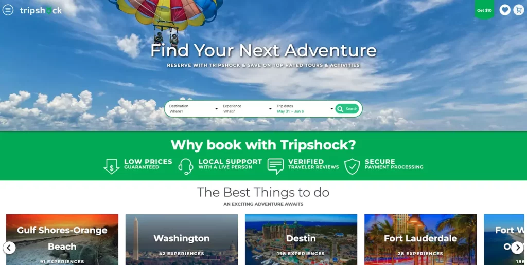 TripShock  webpage