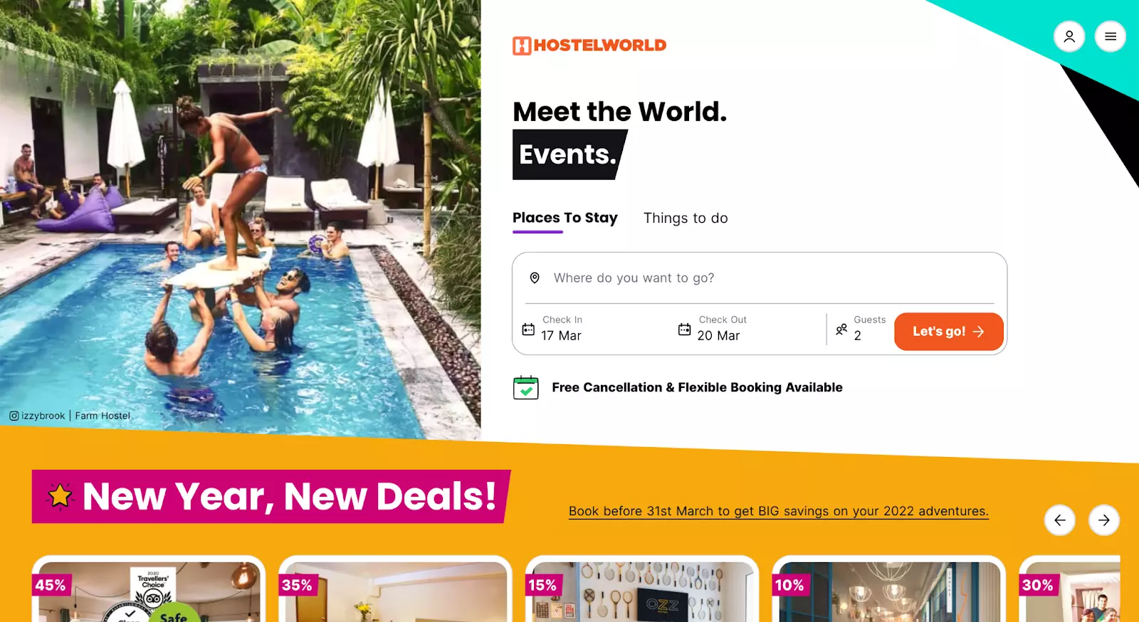 Hostelworld webpage