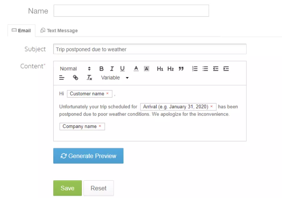 example of an automated booking