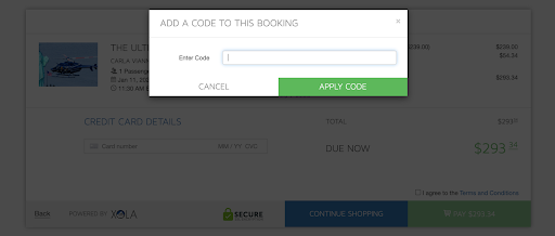 promo code booking example