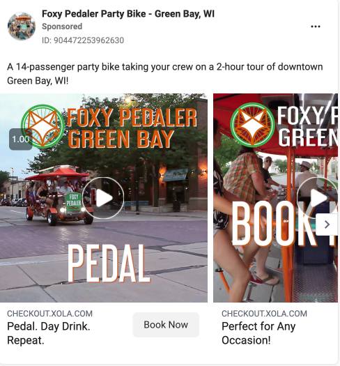 Foxy Pedaler Facebook Ad Example