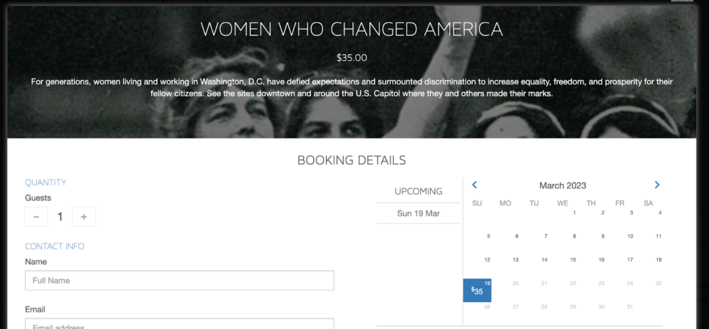 Example of a detailed booking description