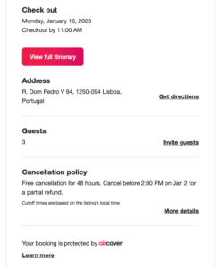 airbnb booking confirmation example