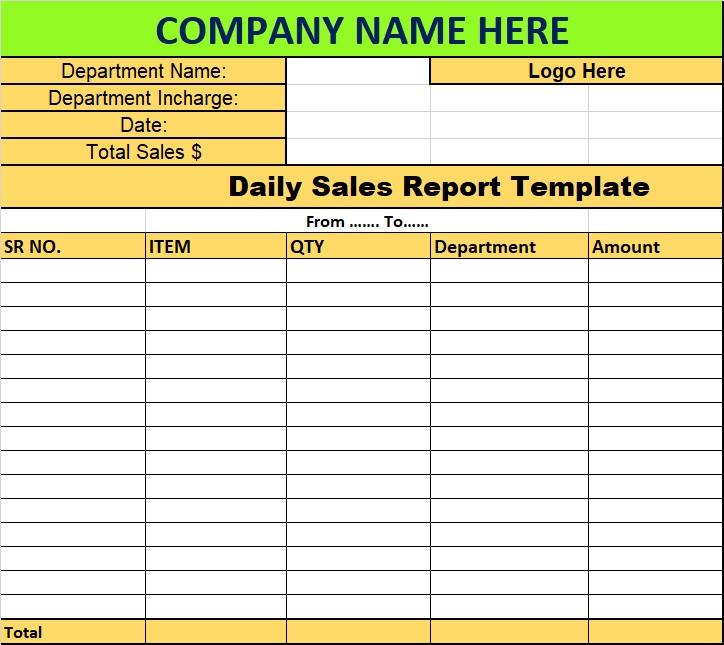 Daily Sales Report Template